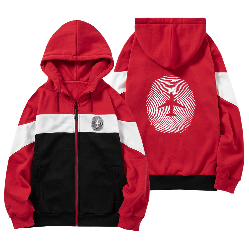 Aviation Finger Print Designed Colourful Zipped Hoodies