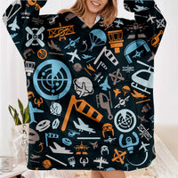 Thumbnail for Aviation Icons Designed Blanket Hoodies