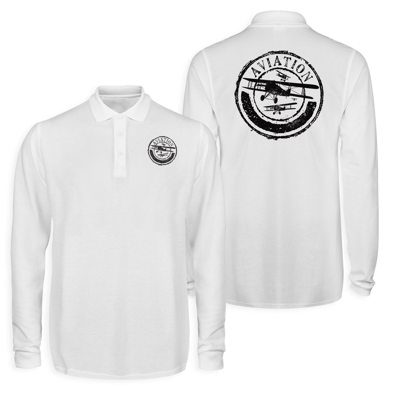 Aviation Lovers Designed Long Sleeve Polo T-Shirts (Double-Side)