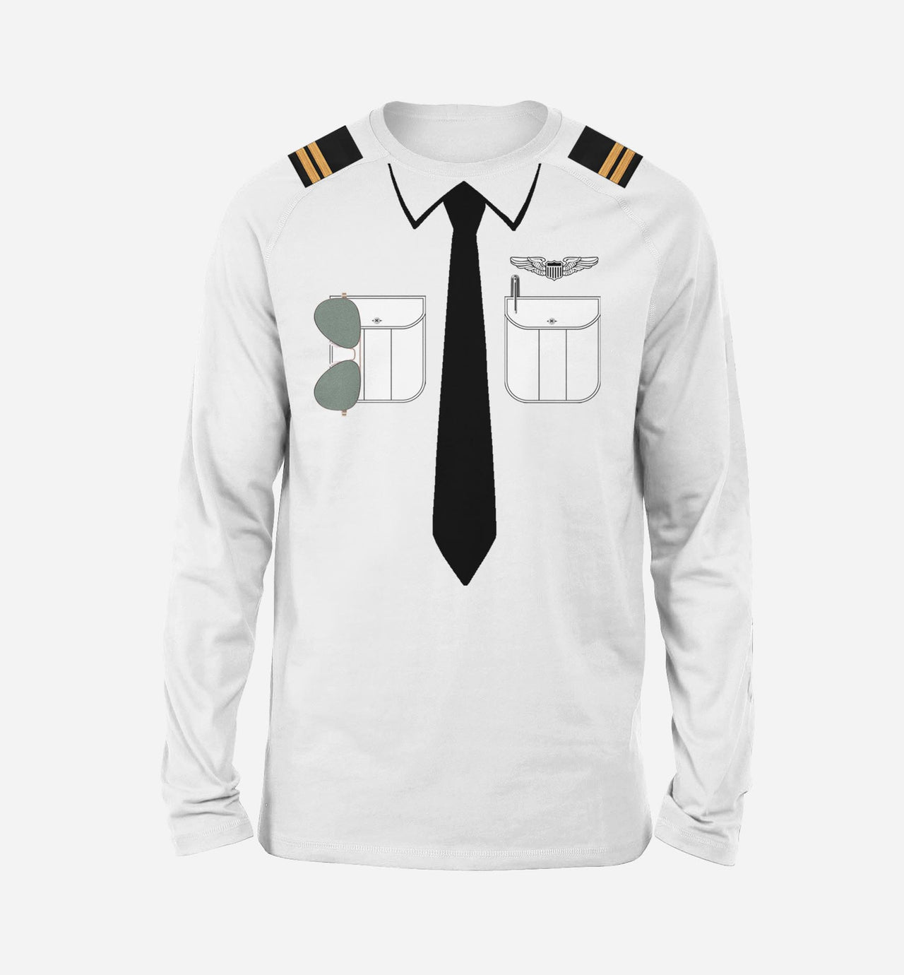 Customizable Pilot Uniform (Badge 1) Designed "Long Sleeve" T-Shirts
