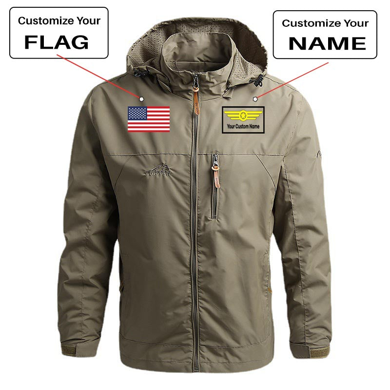 Custom Flag & Name with "Badge 1" Designed Thin Stylish Jackets