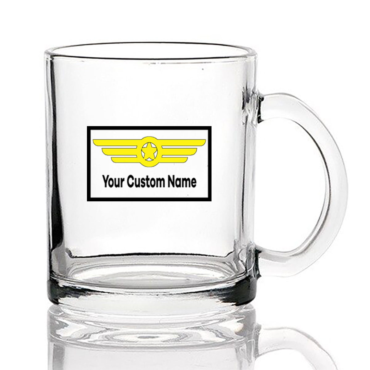 Custom Name "Badge 1" Designed Coffee & Tea Glasses