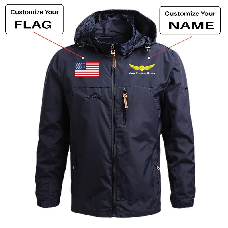 Custom Flag & Name with "Badge 2" Designed Thin Stylish Jackets