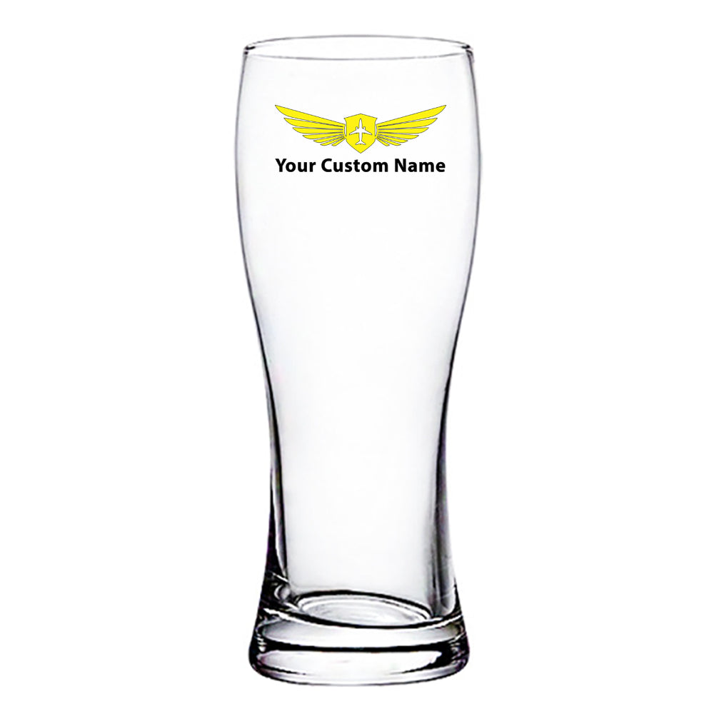 Custom Name "Badge 2" Designed Pilsner Beer Glasses