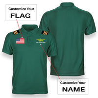 Thumbnail for Custom Flag & Name (Badge 3) + Epaulettes Designed Polo T-Shirts