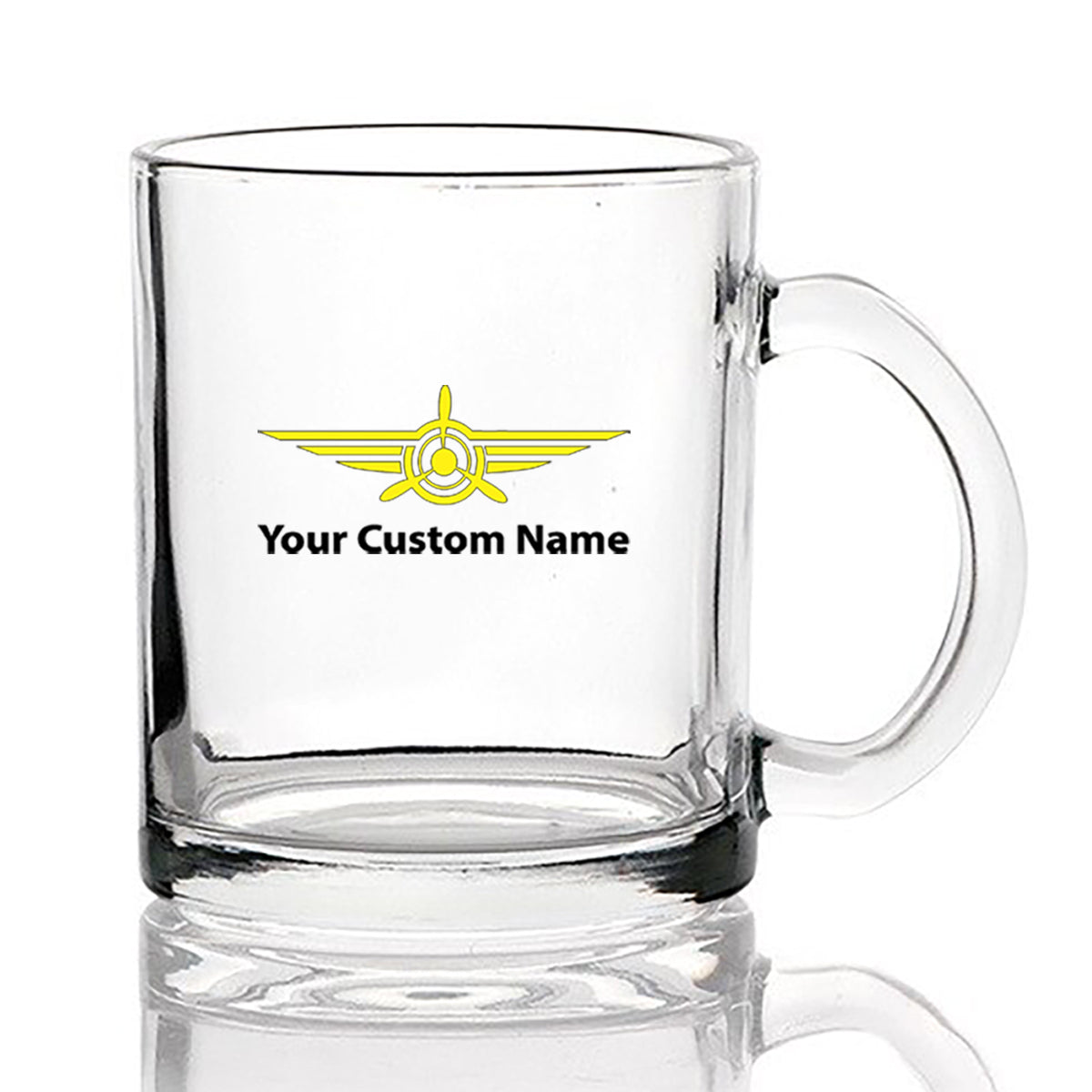 Custom Name "Badge 3" Designed Coffee & Tea Glasses