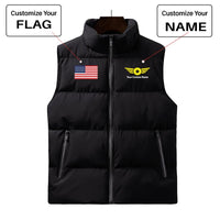 Thumbnail for Custom Name & Flag (Badge 4) Designed Puffy Vests