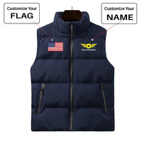 Thumbnail for Custom Name & Flag (Badge 4) Designed Puffy Vests
