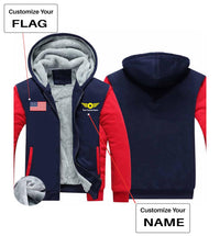 Thumbnail for Your Custom Name & Flag (Badge 4) Designed Zipped Sweatshirts