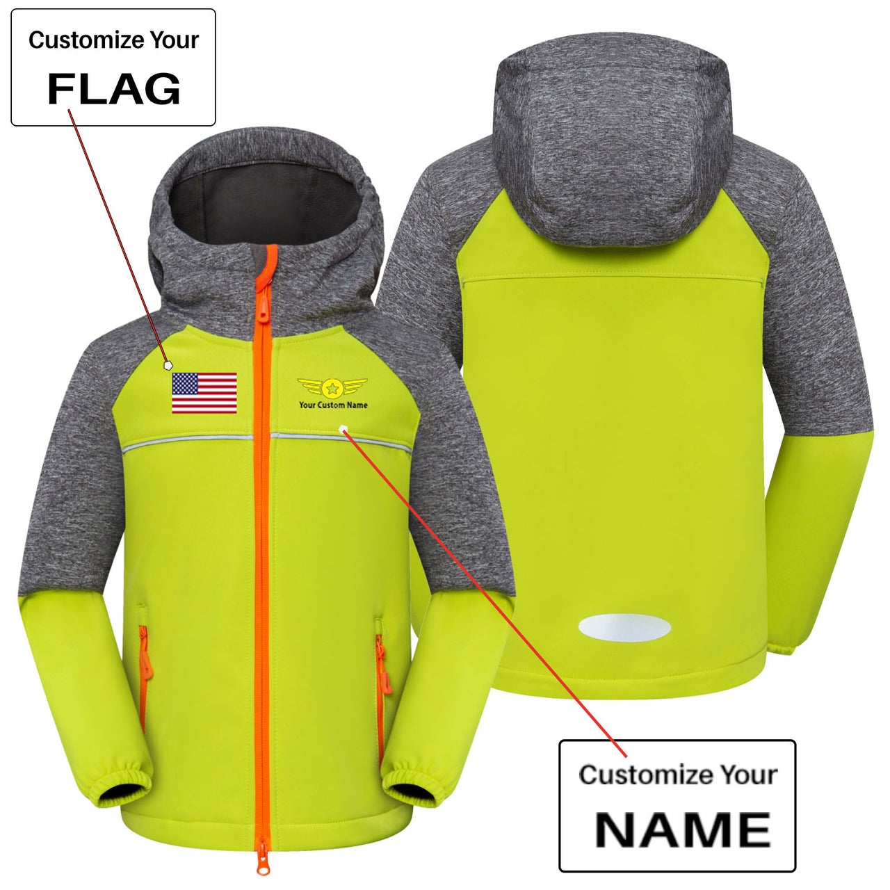 Custom Flag & Name "Badge 4" Children Polar Style Jackets