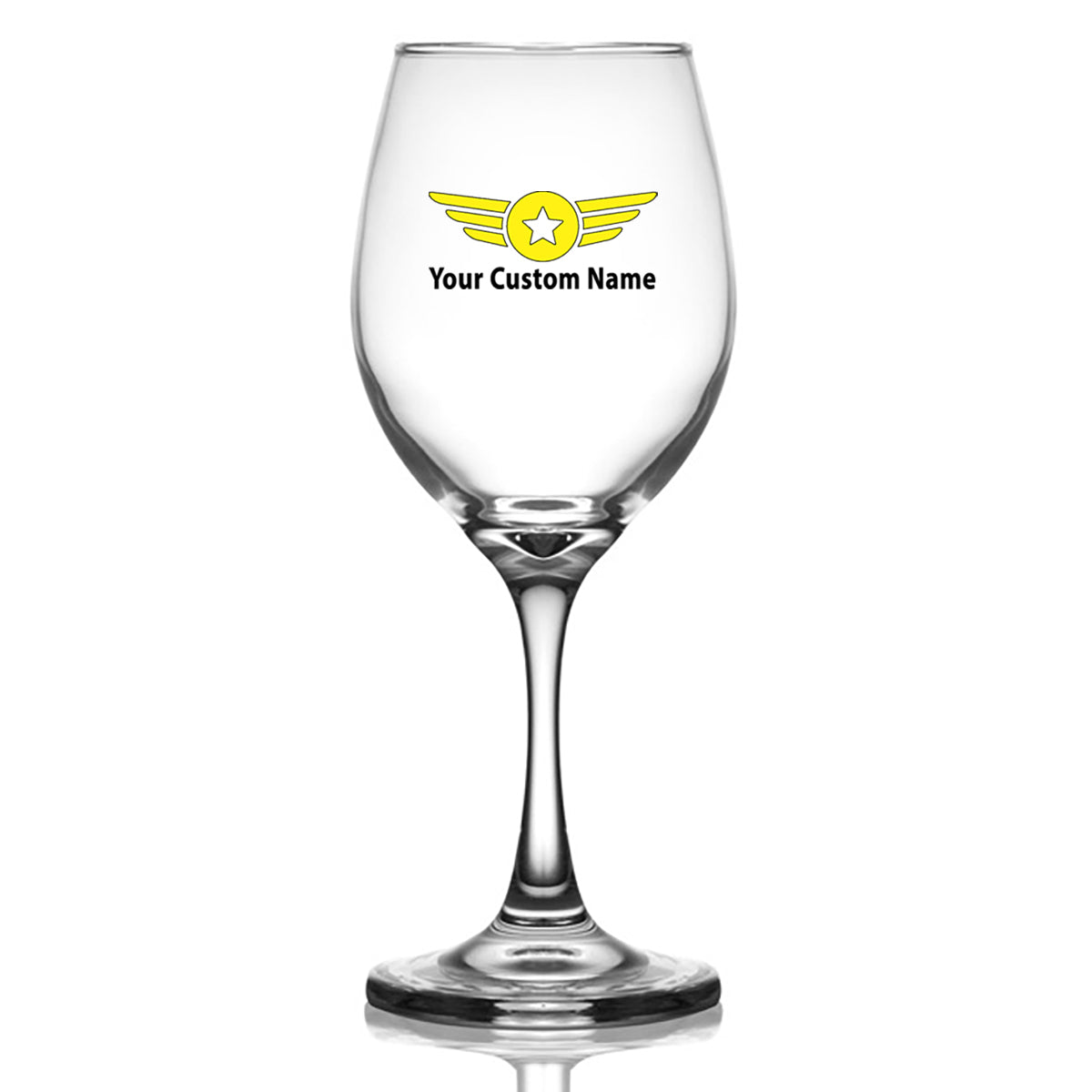 Custom Name "Badge 4" Designed Wine Glasses