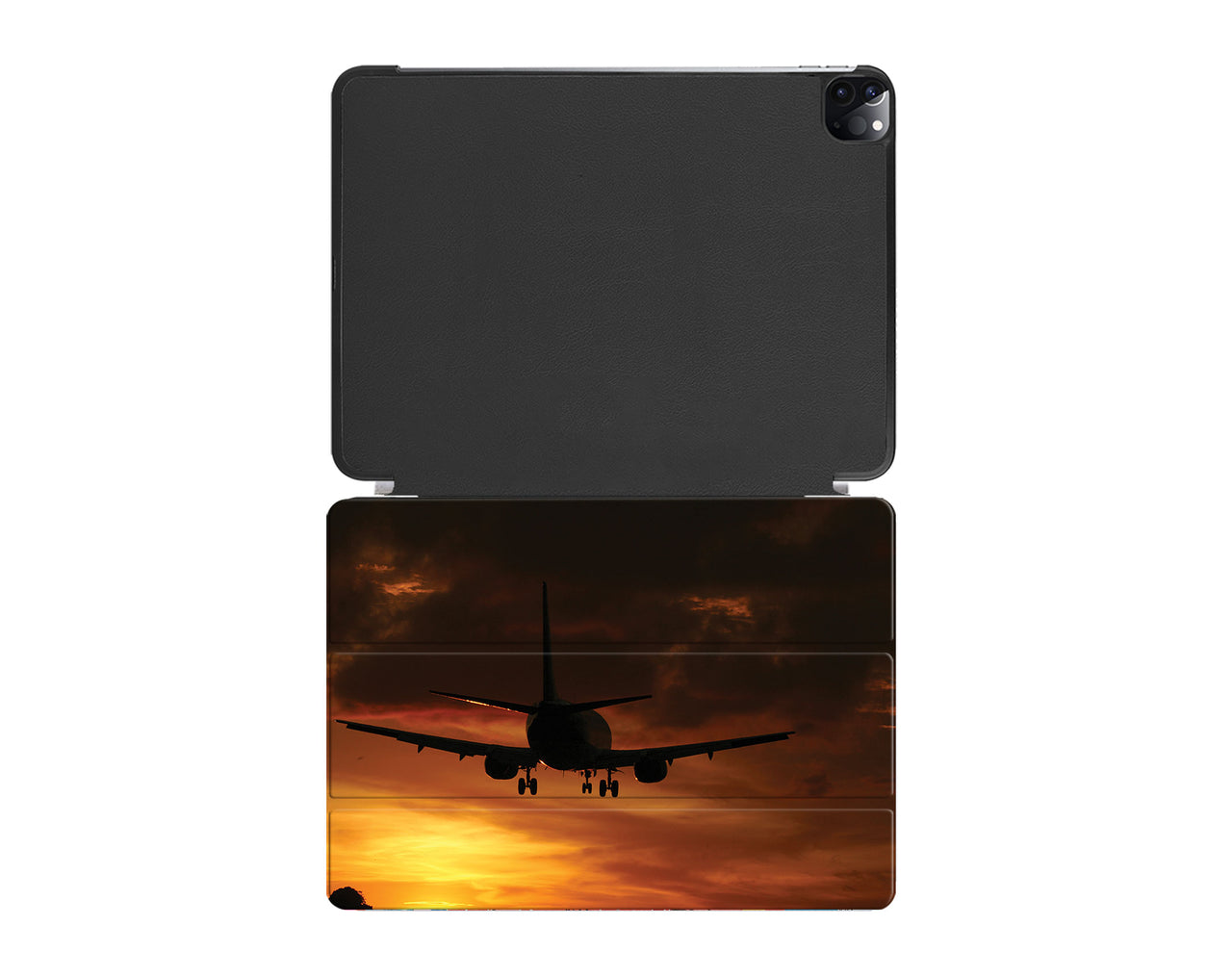 Beautiful Aircraft Landing at Sunset Designed iPad Cases