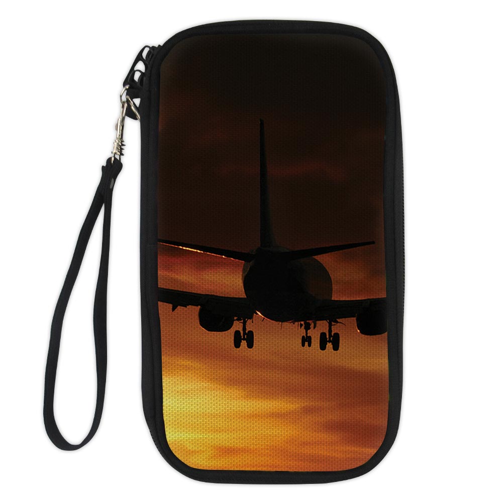 Beautiful Aircraft Landing at Sunset Designed Travel Cases & Wallets