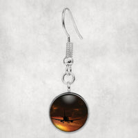 Thumbnail for Beautiful Aircraft Landing at Sunset Designed Earrings