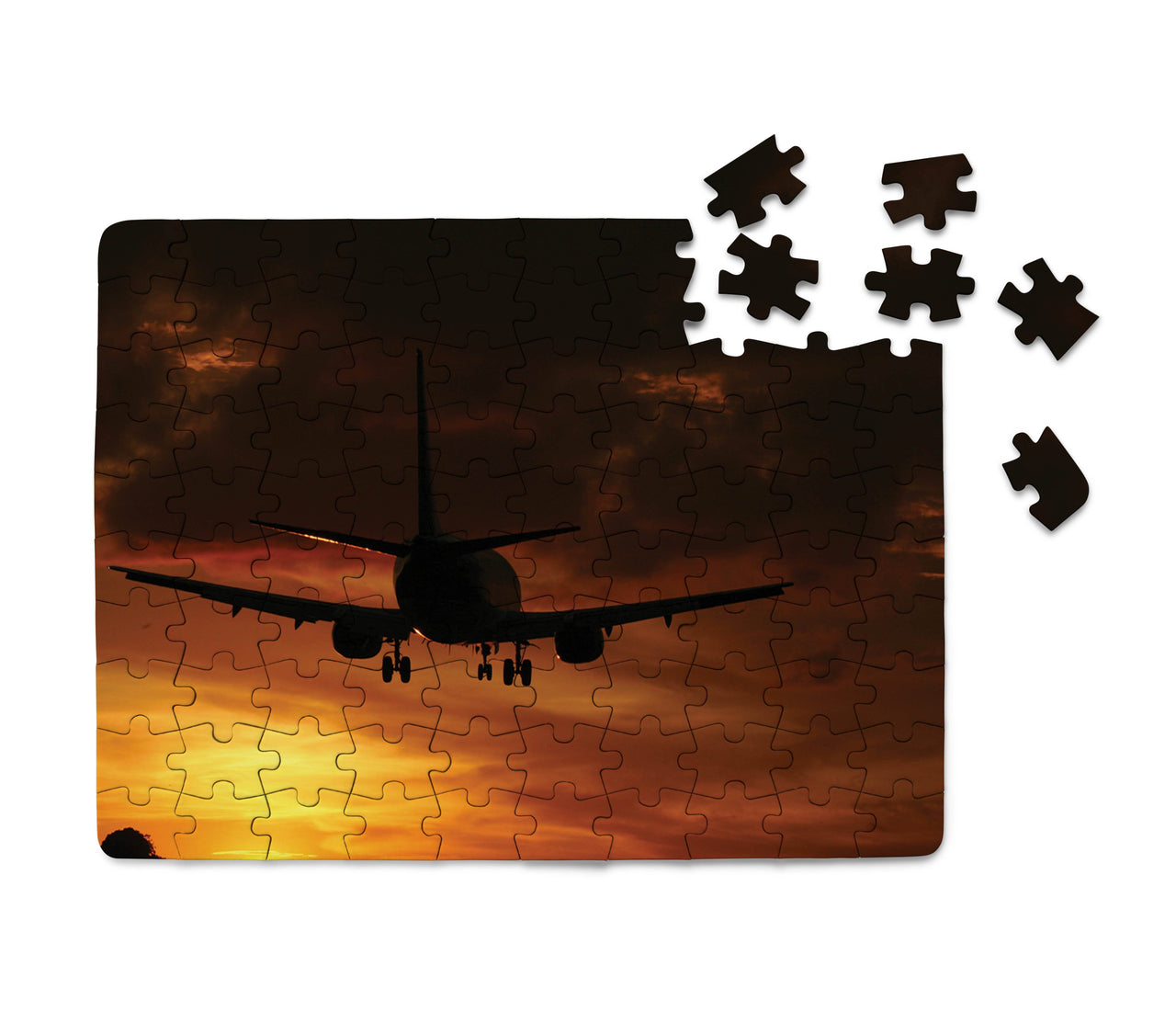 Beautiful Aircraft Landing at Sunset Printed Puzzles Aviation Shop 