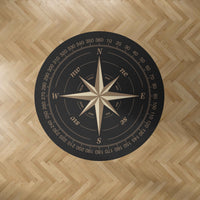 Thumbnail for Black Vintage Style Compass Designed Carpet & Floor Mats (Round)