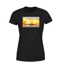 Thumbnail for Face to Face with Air Force Jet & Flames Designed Women T-Shirts