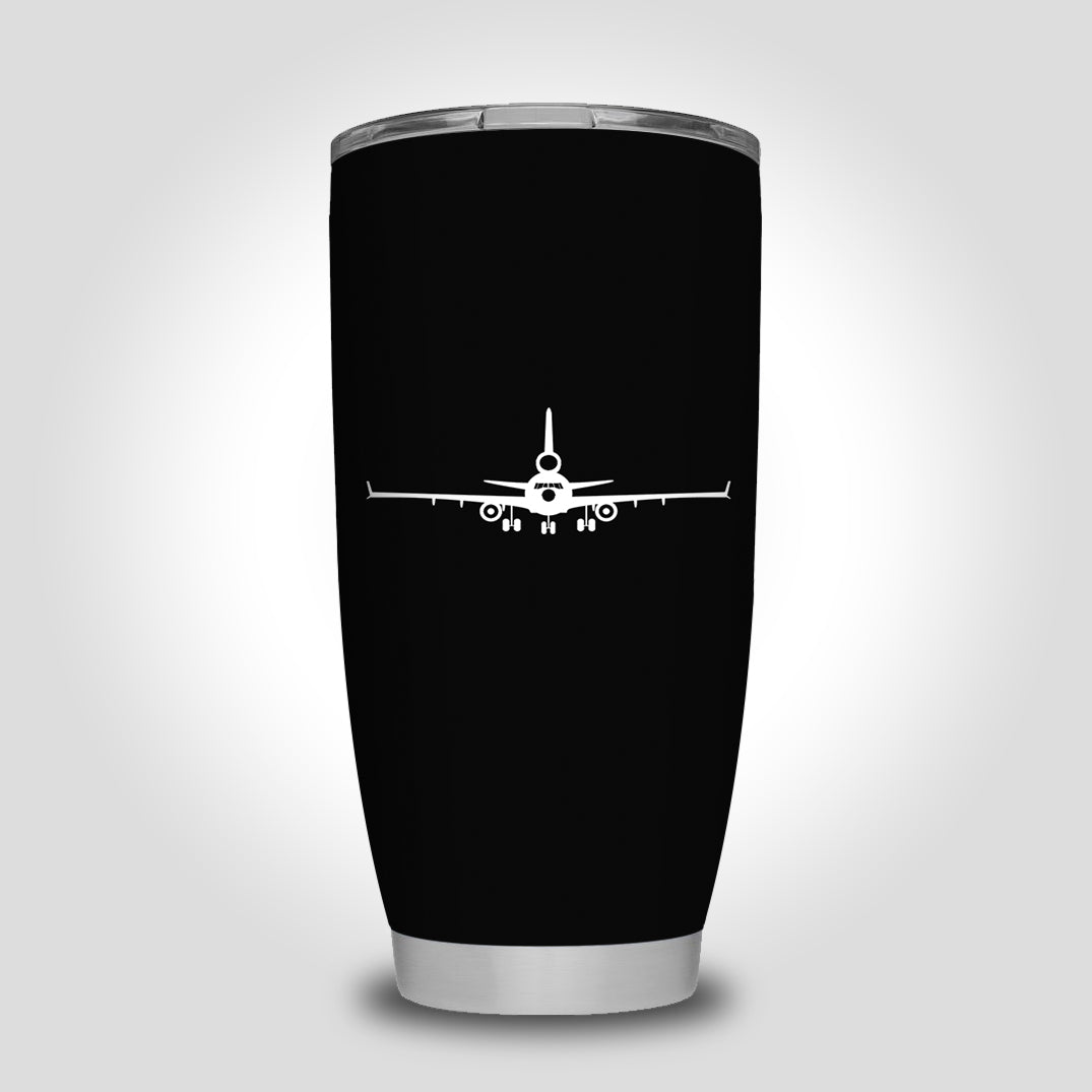 McDonnell Douglas MD-11 Silhouette Plane Designed Tumbler Travel Mugs