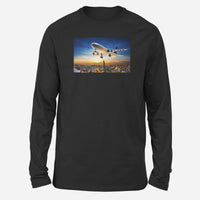 Thumbnail for Super Aircraft over City at Sunset Designed Long-Sleeve T-Shirts