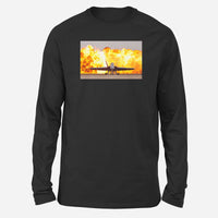 Thumbnail for Face to Face with Air Force Jet & Flames Designed Long-Sleeve T-Shirts