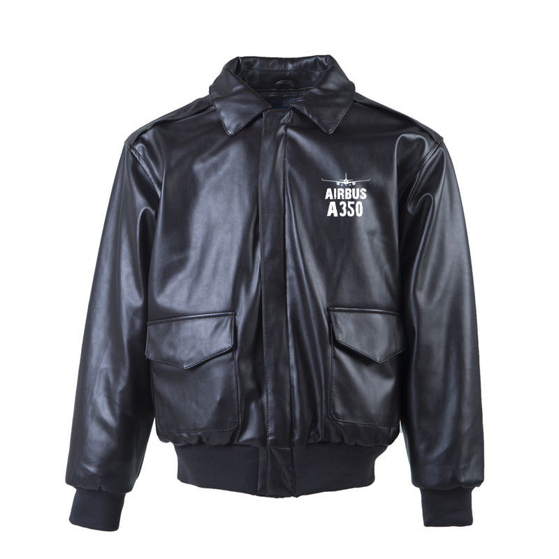 Airbus A350 & Plane Designed Leather Bomber Jackets (NO Fur)