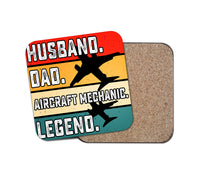Thumbnail for Husband & Dad & Aircraft Mechanic & Legend Designed Coasters