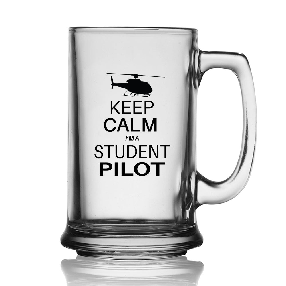Student Pilot (Helicopter) Designed Beer Glass with Holder