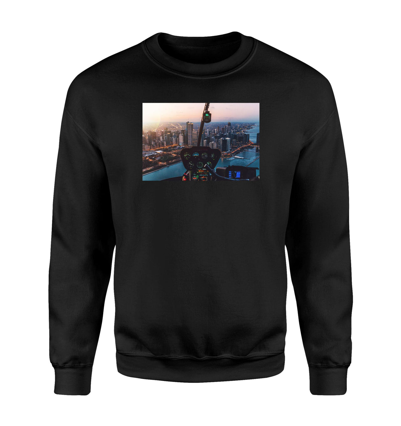Amazing City View from Helicopter Cockpit Designed Sweatshirts