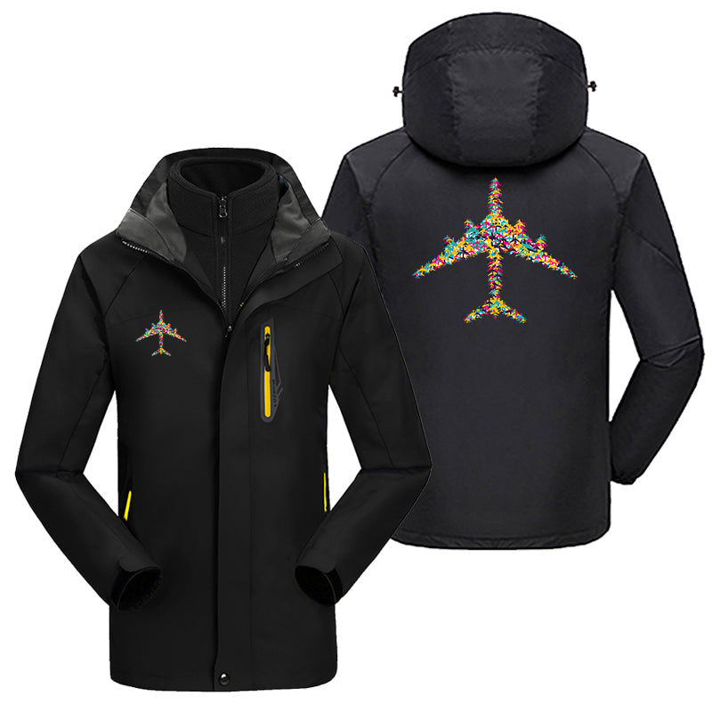 Colourful Airplane Designed Thick Skiing Jackets