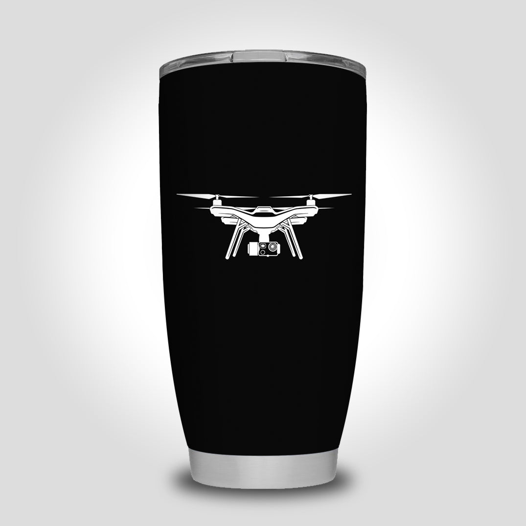 Drone Silhouette Designed Tumbler Travel Mugs
