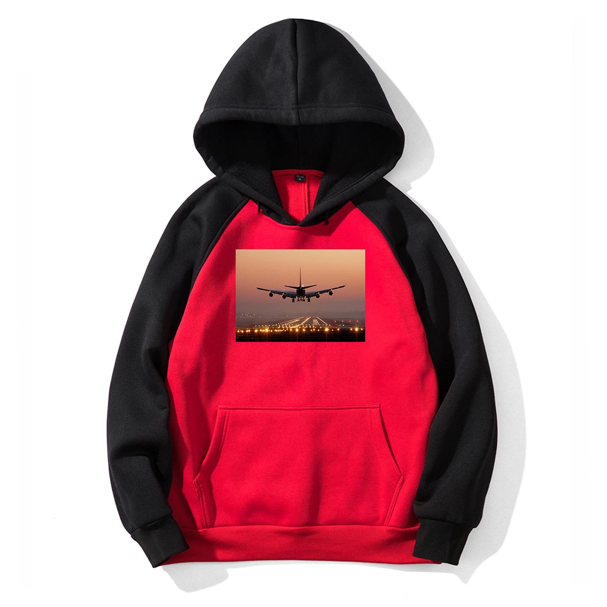 Landing Boeing 747 During Sunset Designed Colourful Hoodies