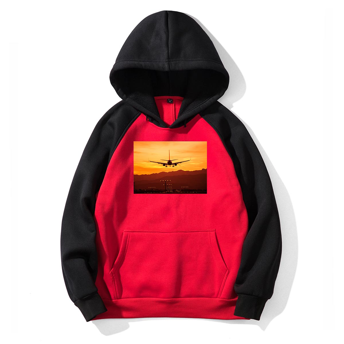 Landing Aircraft During Sunset Designed Colourful Hoodies