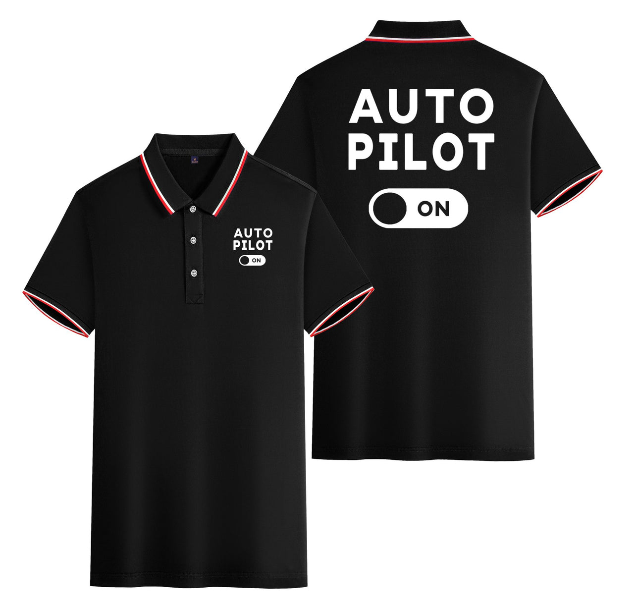 Auto Pilot ON Designed Stylish Polo T-Shirts (Double-Side)