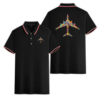 Thumbnail for Colourful Airplane Designed Stylish Polo T-Shirts (Double-Side)