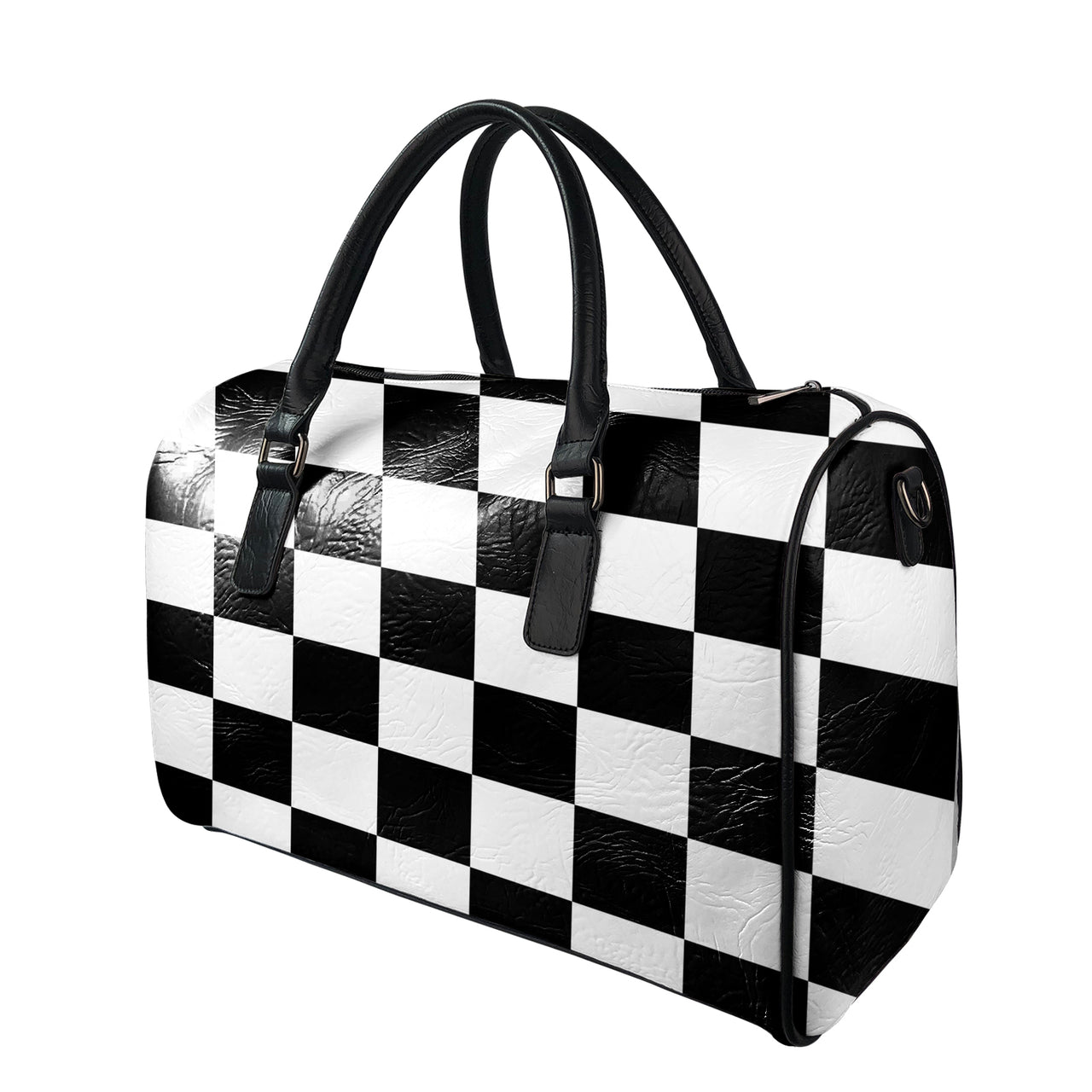 Black & White Boxes Designed Leather Travel Bag