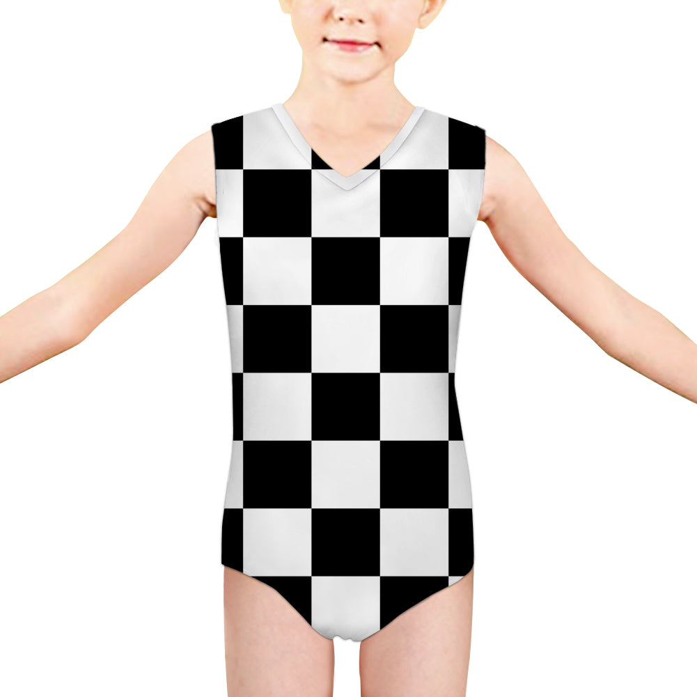 Black & White Boxes Designed Kids Swimsuit