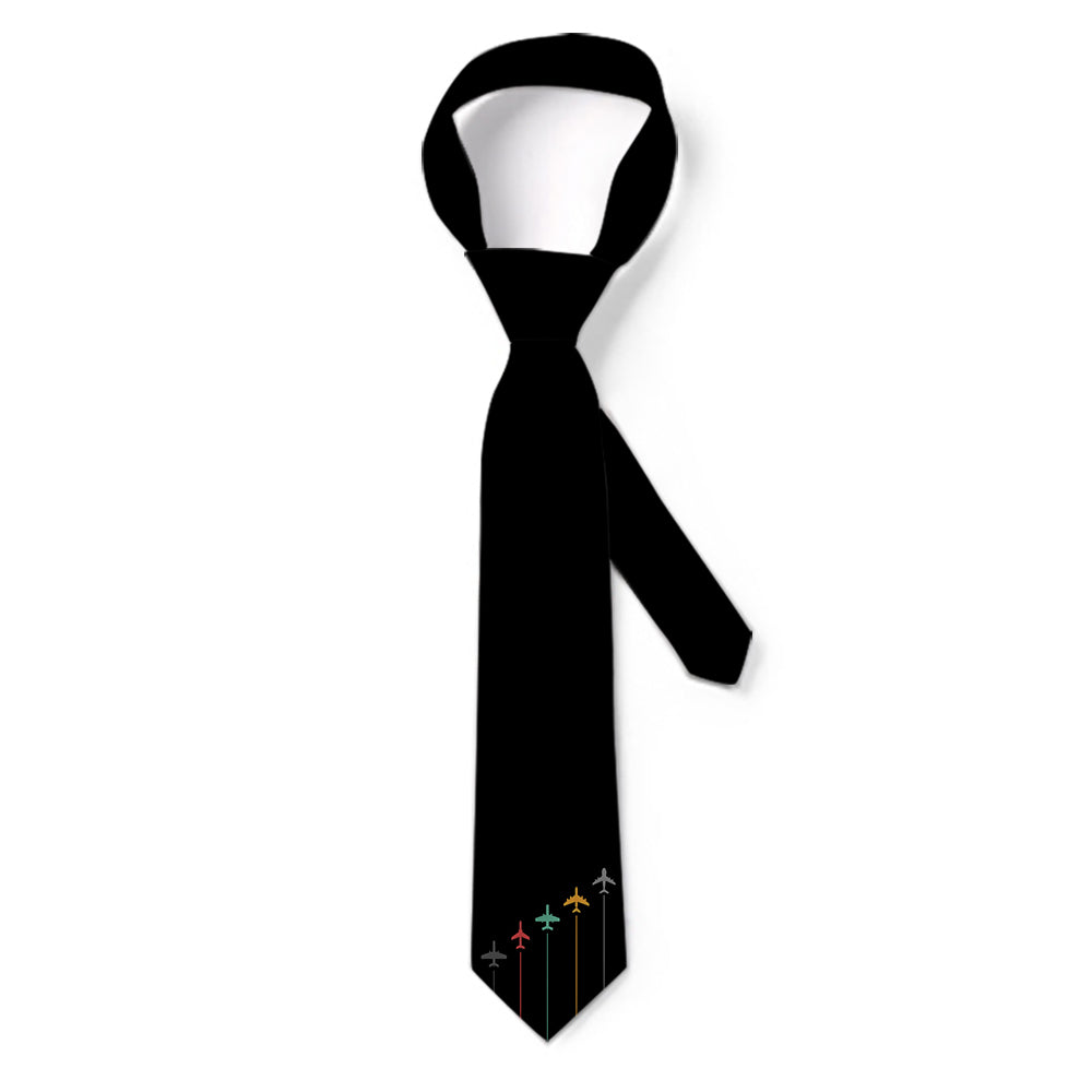 Black & White Super Travel Icons Black Designed Ties