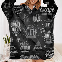 Thumbnail for Black & White Super Travel Icons Designed Blanket Hoodies