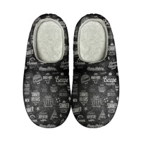 Thumbnail for Black & White Super Travel Icons Designed Cotton Slippers