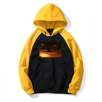 Thumbnail for Beautiful Aircraft Landing at Sunset Designed Colourful Hoodies