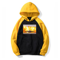 Thumbnail for Face to Face with Air Force Jet & Flames Designed Colourful Hoodies