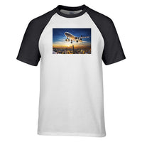 Thumbnail for Super Aircraft over City at Sunset Designed Raglan T-Shirts