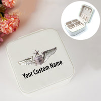 Thumbnail for Custom Name (US Air Force & Star) Designed Leather Jewelry Boxes