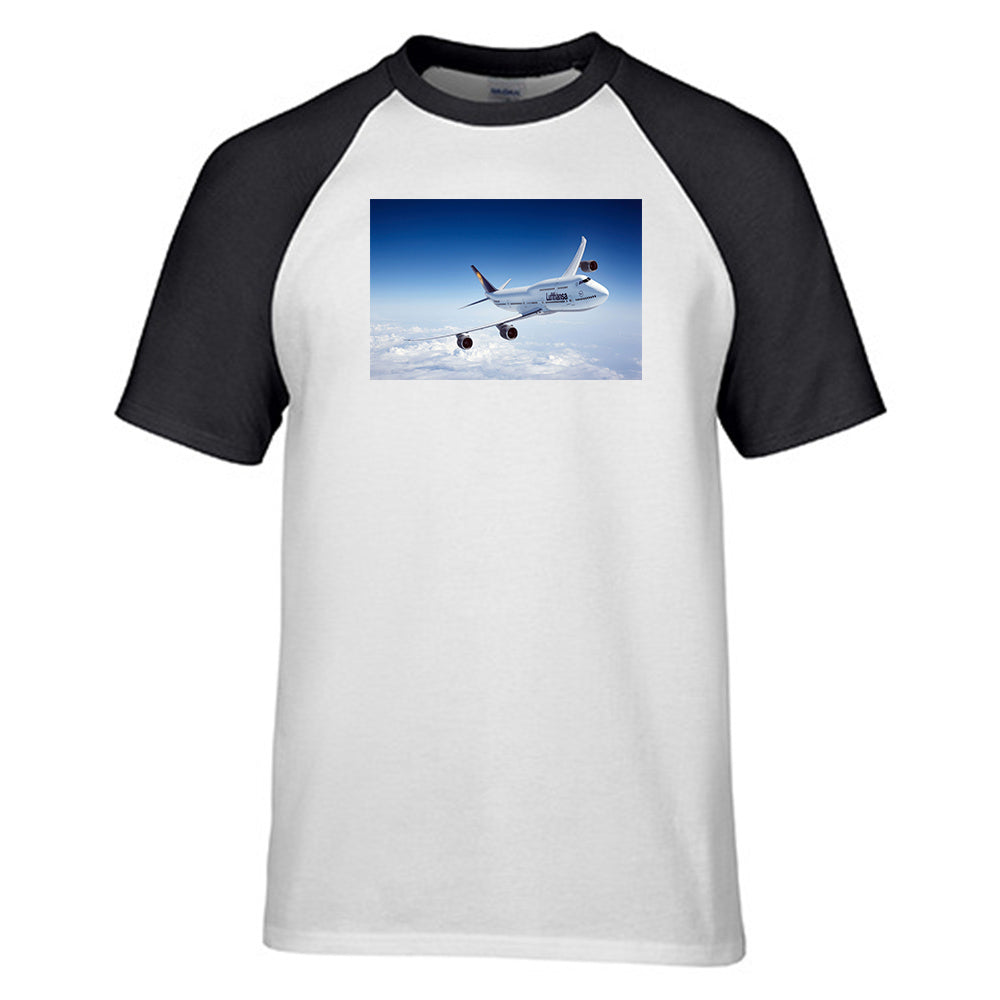 Cruising Lufthansa's Boeing 747 Designed Raglan T-Shirts