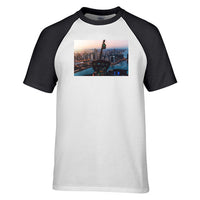 Thumbnail for Amazing City View from Helicopter Cockpit Designed Raglan T-Shirts
