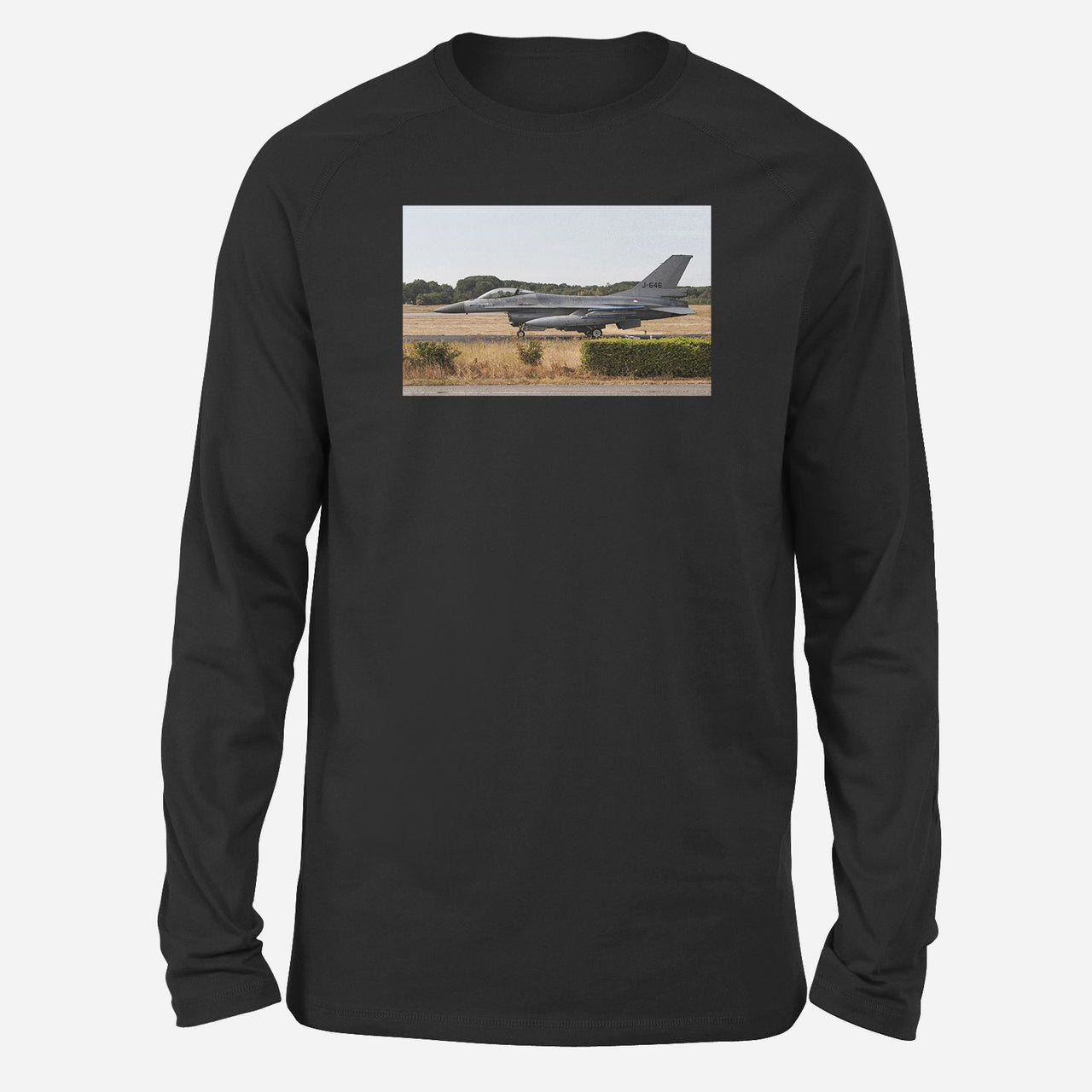 Fighting Falcon F16 From Side Designed Long-Sleeve T-Shirts