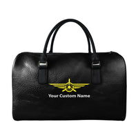 Thumbnail for Custom Name (Badge 3) Designed Leather Travel Bag