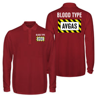 Thumbnail for Blood Type AVGAS Designed Long Sleeve Polo T-Shirts (Double-Side)