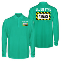 Thumbnail for Blood Type AVGAS Designed Long Sleeve Polo T-Shirts (Double-Side)