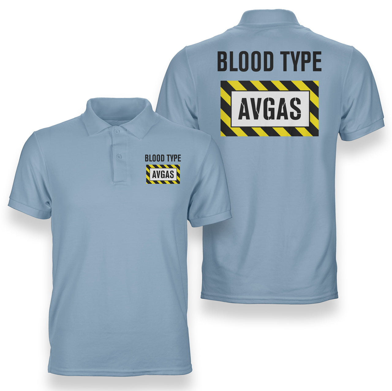 Blood Type AVGAS Designed Double Side Polo T-Shirts